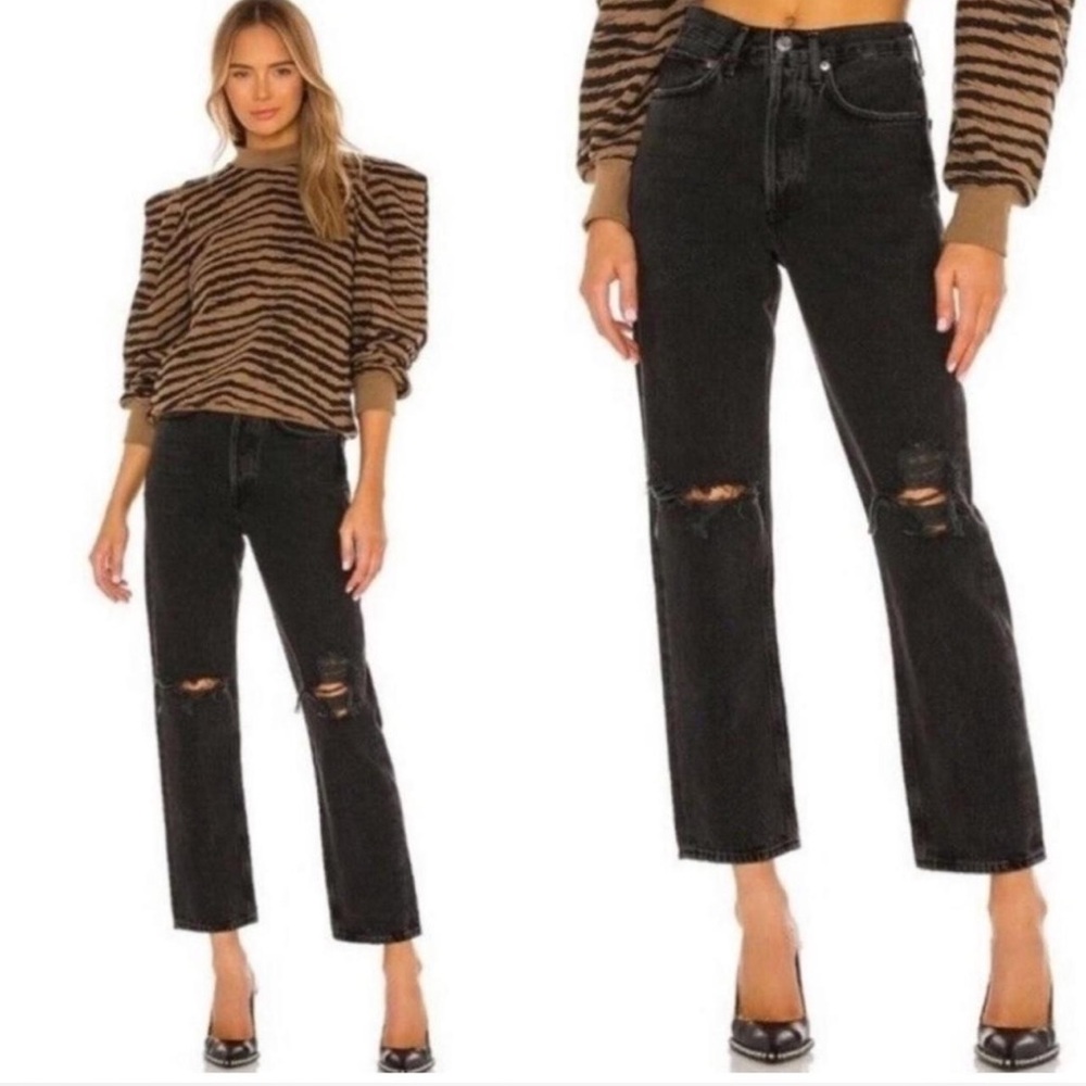 Agolde Women's Black Distressed 90’s Jeans